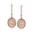 2.30 ct. t.w. Morganite Drop Earrings with 1.54 ct. t.w. Multicolored Diamond Hoop Drop Earrings in 14kt Rose Gold