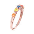 .80 ct. t.w. Multicolored Sapphire Ring with Diamond Accents in 18kt Rose Gold Over Sterling