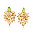 5.00 ct. t.w. Citrine and 1.70 ct. t.w. Peridot Cluster Drop Earrings in Sterling Silver 
