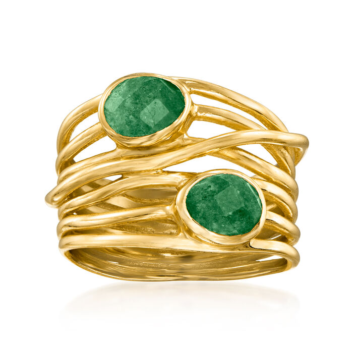 1.40 ct. t.w. Emerald Highway Ring in 18kt Gold Over Sterling