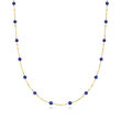 Italian Lapis Bead Station Necklace in 18kt Yellow Gold