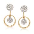 .65 ct. t.w. Pave Diamond Jewelry Set: Earrings and Front-Back Jackets in 14kt Yellow Gold 