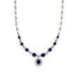 C. 1990 Vintage 8.15 ct. t.w. Sapphire and 3.30 ct. t.w. Diamond Necklace in 18kt White Gold