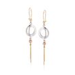 14kt Tri-Colored Gold Circle Drop Earrings