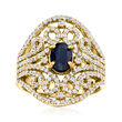 1.00 Carat Sapphire Ring with 1.40 ct. t.w. White Zircon in 18kt Gold Over Sterling