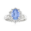 C. 1990 Vintage 1.85 Carat Sapphire and .63 ct. t.w. Diamond Dinner Ring in Platinum