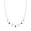 .18 ct. t.w. Multicolored Diamond Star Necklace in 14kt Gold with Black Rhodium
