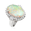 C. 1980 Vintage 5.02 Carat Opal and .74 ct. t.w. Diamond Ring in Platinum