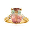 5.00 Carat Multicolored Tourmaline and .16 ct. t.w. Diamond Ring in 14kt Yellow Gold