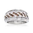 C. 1990 Vintage 1.00 ct. t.w. Brown and White Diamond Band Ring in 14kt White Gold
