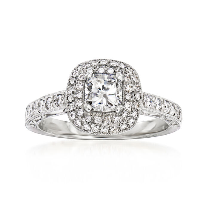 C. 2000 Vintage .59 Carat Certified Diamond Ring with .50 ct. t.w. Diamonds in 18kt White Gold