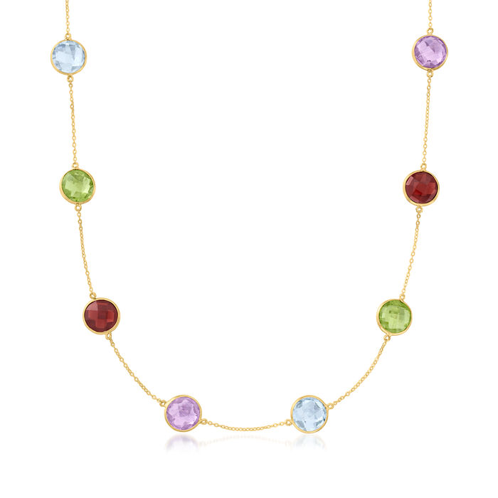 29.25 ct. t.w. Multi-Gemstone Station Necklace in 14kt Yellow Gold