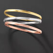 Italian 14kt Tri-Colored Gold Jewelry Set: Three Bangle Bracelets