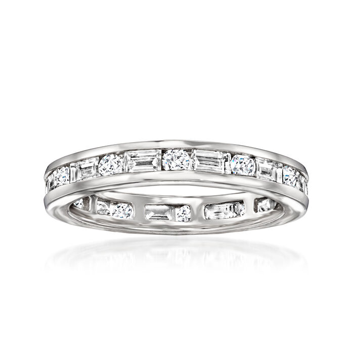 1.75 ct. t.w. Channel-Set Round and Baguette Diamond Eternity Band in 14kt White Gold
