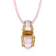 C. 1990 Vintage Pink Opal and .44 ct. t.w. Diamond Pendant Necklace in 18kt Yellow Gold