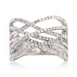1.00 ct. t.w. Multi-Row Diamond Crisscross Ring in Sterling Silver