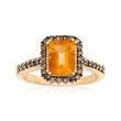 C. 1990 Vintage 1.45 Carat Citrine and .50 ct. t.w. Champagne Diamond Ring in 14kt Yellow Gold