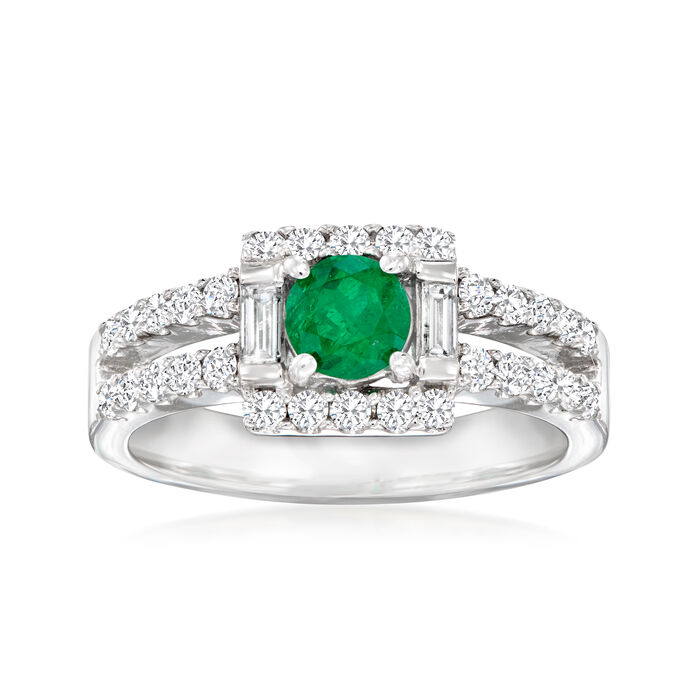 .50 Carat Emerald Ring with .80 ct. t.w. Diamonds in 18kt White Gold