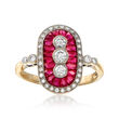 C. 1970 Vintage 1.60 ct. t.w. Ruby and .60 ct. t.w. Diamond Ring in 18kt Two-Tone Gold