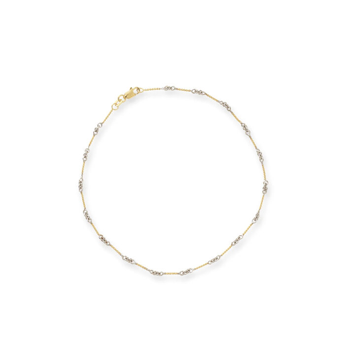 14kt Two-Tone Gold Twisted Fancy-Link Anklet
