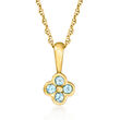 Sky Blue Topaz-Accented Flower Pendant Necklace in 14kt Yellow Gold