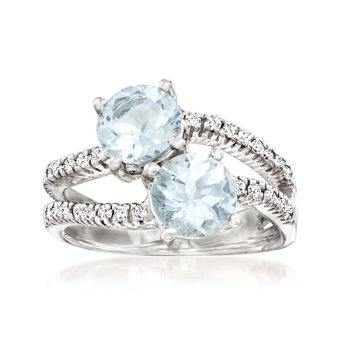 2.50 ct. t.w. Aquamarine and .24 ct. t.w. Diamond Ring in 14kt White Gold