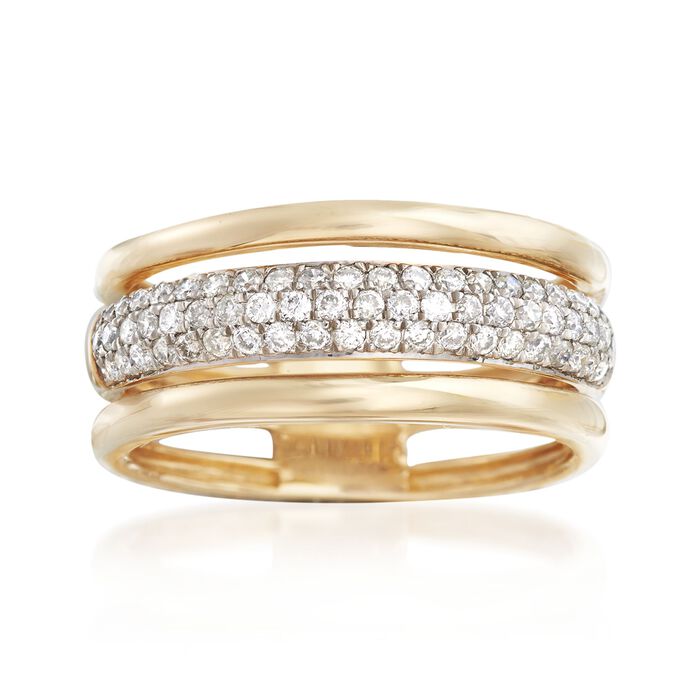 .50 ct. t.w. Pave Diamond Triple-Row Ring in 14kt Yellow Gold