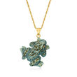 Italian Green Enamel Frog Pendant Necklace in 18kt Gold Over Sterling