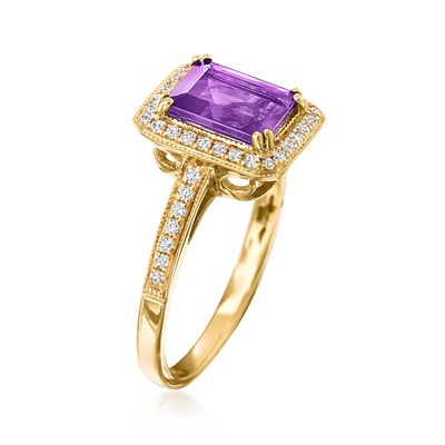1.60 Carat Amethyst and .20 ct. t.w. Diamond Ring in 14kt Yellow Gold