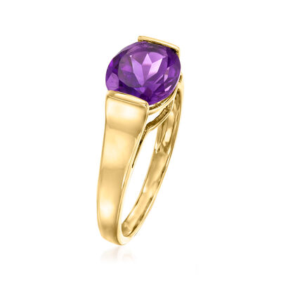 2.40 Carat Oval Amethyst Ring in 18kt Yellow Gold