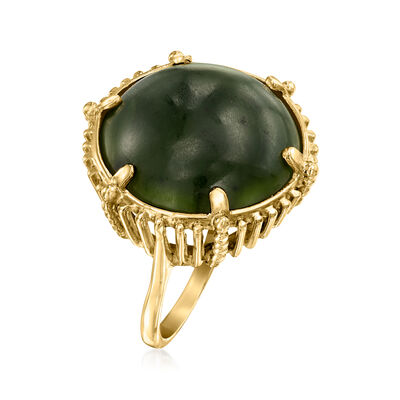 C. 1960 Vintage Nephrite Ring in 14kt Yellow Gold