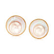 C. 1980 Vintage Cultured Blister Pearl Earrings in 14kt Yellow Gold