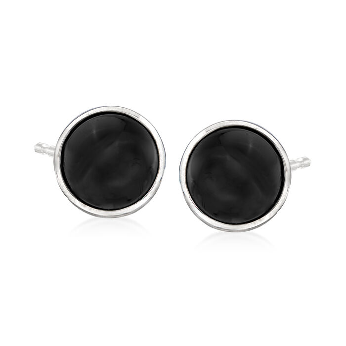 10mm Black Onyx Stud Earrings in Sterling Silver