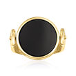 Italian Black Onyx and Lapis Flip Ring in 18kt Gold Over Sterling