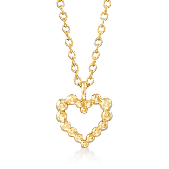 Gabriel Designs 14kt Yellow Gold Beaded Heart Pendant Necklace