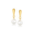 5-6mm Cultured Pearl Drop Earrings in 14kt Yellow Gold