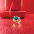 5.80 ct. t.w. London Blue Topaz Three-Stone Ring in 14kt Yellow Gold