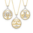 .30 ct. t.w. White Topaz Zodiac Pendant Necklace in 18kt Gold Over Sterling
