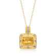C. 1980 Vintage 32.70 Carat Citrine and 3.30 ct. t.w. Sapphire Pendant Necklace in 18kt Yellow Gold