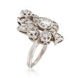C. 1970 Vintage 1.40 ct. t.w. Diamond Floral Ring in 14kt White