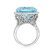 C. 1990 Vintage 25.45 Carat Swiss Blue Topaz and 2.75 ct. t.w. Diamond Ring in 14kt White Gold