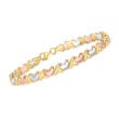 14kt Tri-Colored Gold Heart Stampato Bracelet