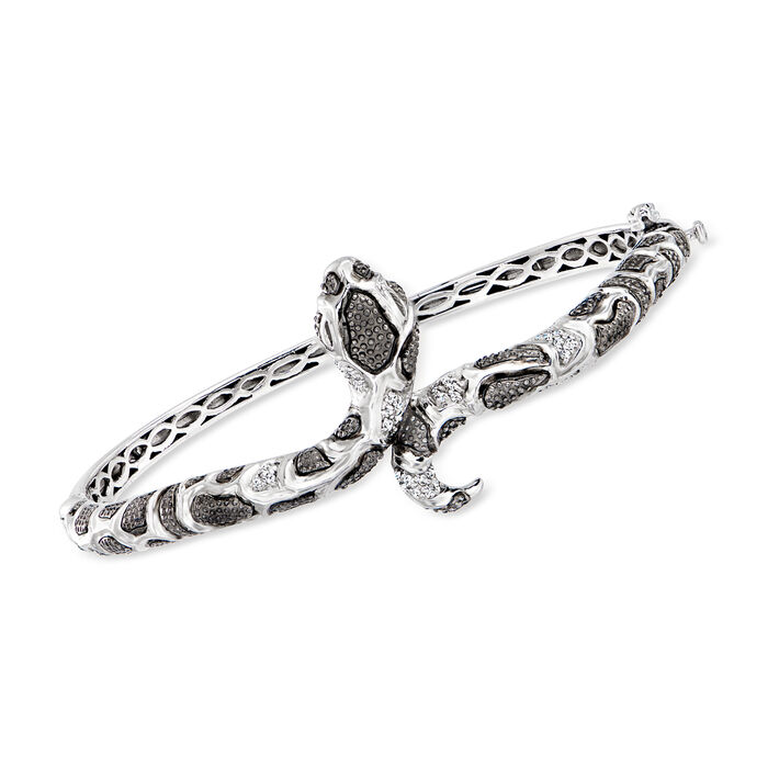 .21 ct. t.w. Diamond Snake Bangle Bracelet in Sterling Silver