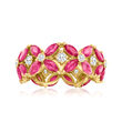 4.50 ct. t.w. Ruby Flower Eternity Band with .42 ct. t.w. Diamonds in 14kt Yellow Gold