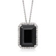 Onyx Pendant Necklace with .60 ct. t.w. White Topaz in Sterling Silver