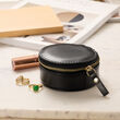 Mele & Co. &quot;Stow & Go&quot; Black Vegan Leather Mini Round Travel Jewelry Box