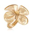 Italian 14kt Yellow Gold Diamond-Cut and Polished Flower Ring