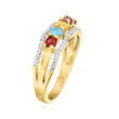 Personalized Ring with Diamond Accents in 14kt Gold - 3 to 7 Birthstones