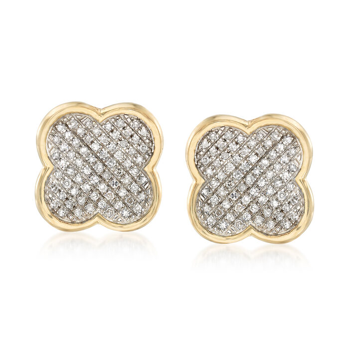 .19 ct. t.w. Diamond Clover Earrings in 14kt Yellow Gold