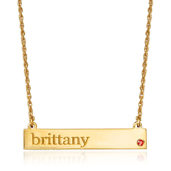 18kt Gold Over Sterling Personalized Name Necklace with Birthstone Accent